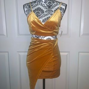Golden two piece skirts set